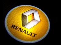 Лазерная подсветка Welcome со светящимся логотипом Renault в черном металлическом корпусе, комплект 2 шт.